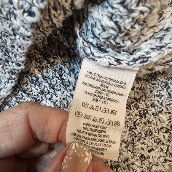 Free People Marled Knit Sweater Gray Black White Slouchy Pullover Women’s L - Picture 4 of 10